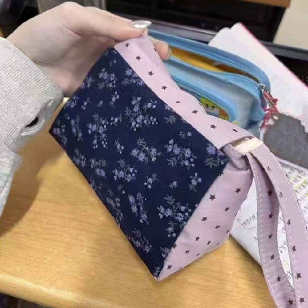 The Korean Lifestyle - Purple Print Floral Makeup Bag Star