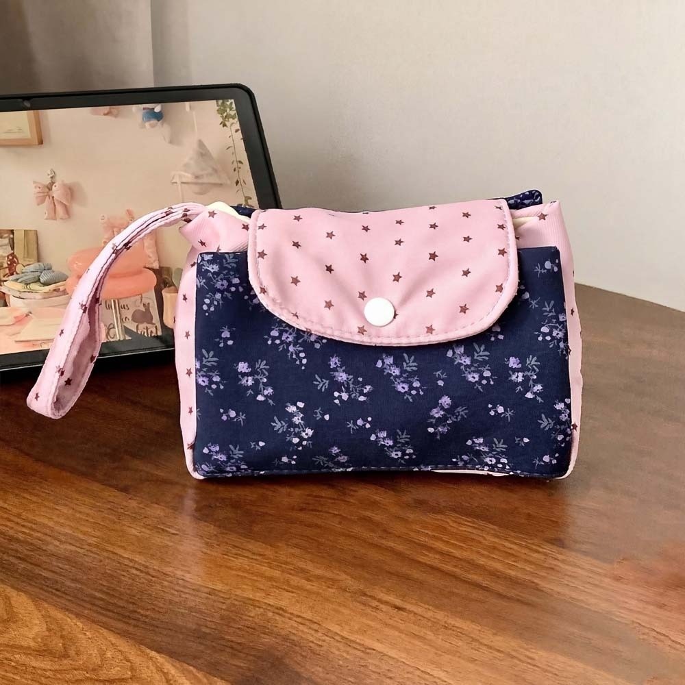 Purple Print Floral Makeup Bag - đánh giá và giá The Korean Lifestyle